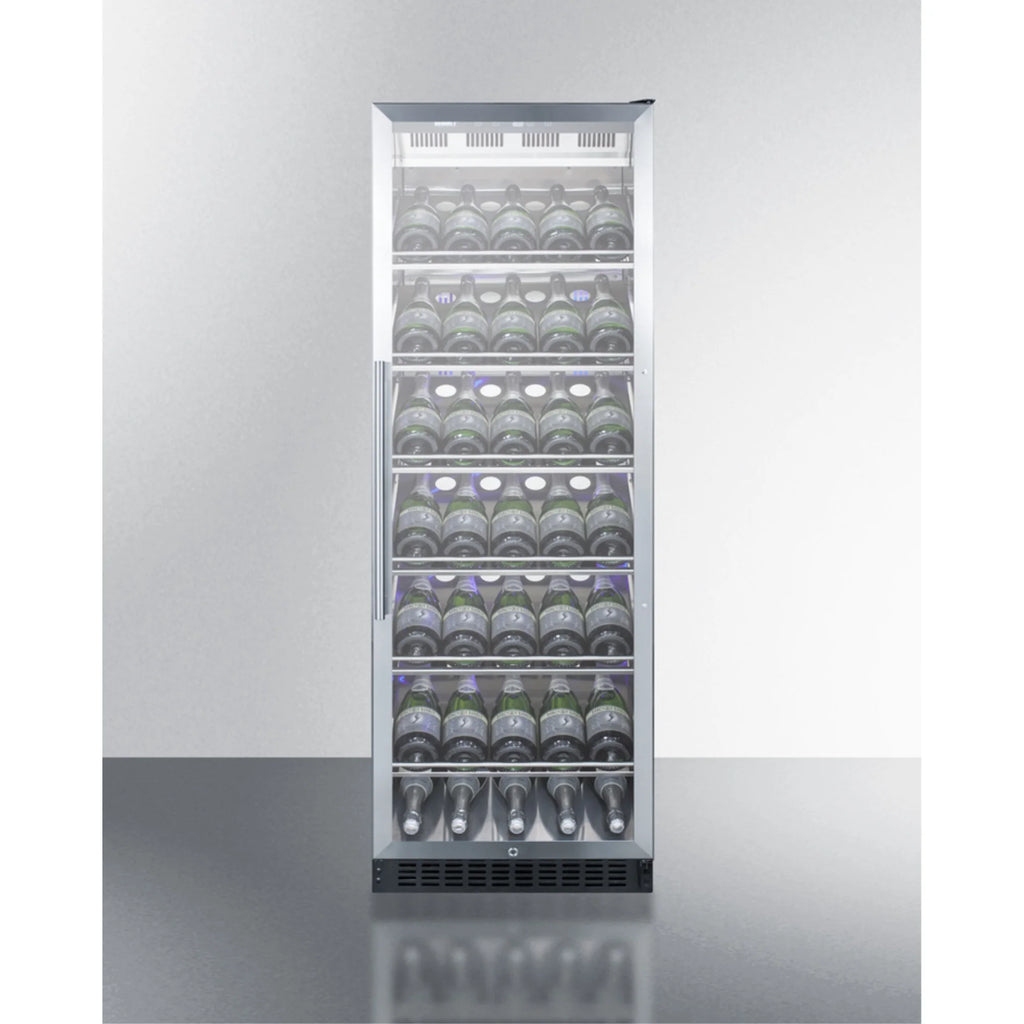 Commercial full-size wine cellar with champagne style shelving J2944