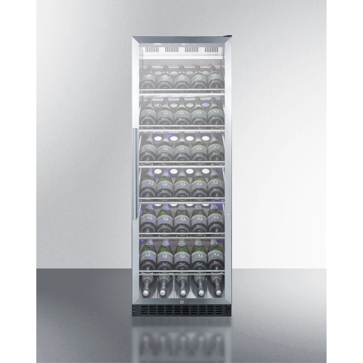 Commercial full-size wine cellar with champagne style shelving J2944