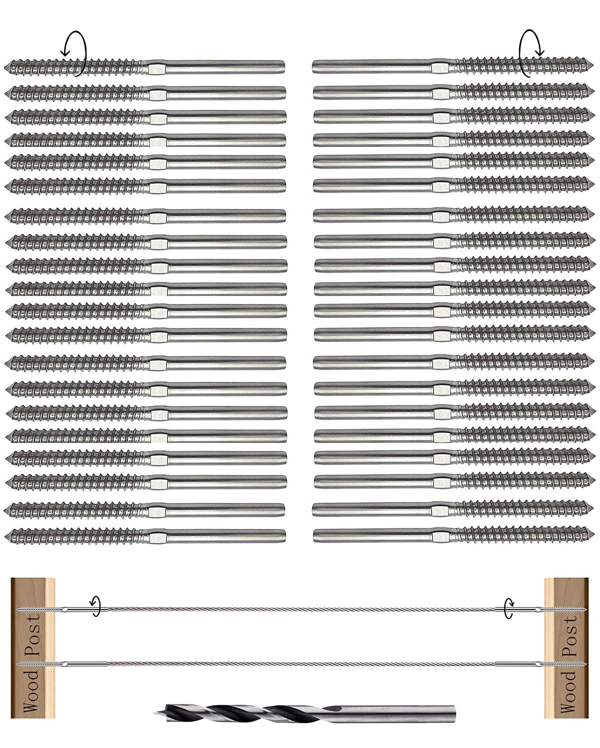 1/8 Cable Railing Hardware Stainless Steel 316 Pack of 2 E869874