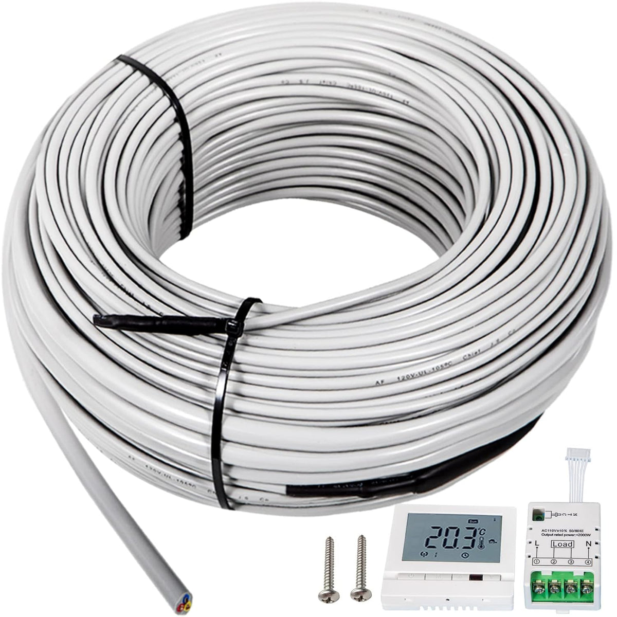 Floor Heating Cable 166.7 Square Feet with Temperature Control Panel L43070