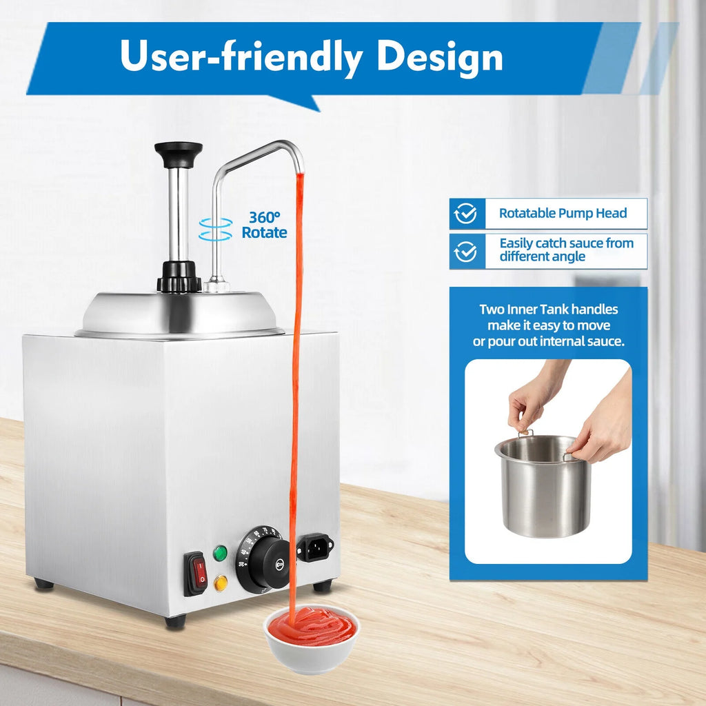 Nacho Cheese Dispenser Pump Caramel Warmer Tank 800W 110V R4089