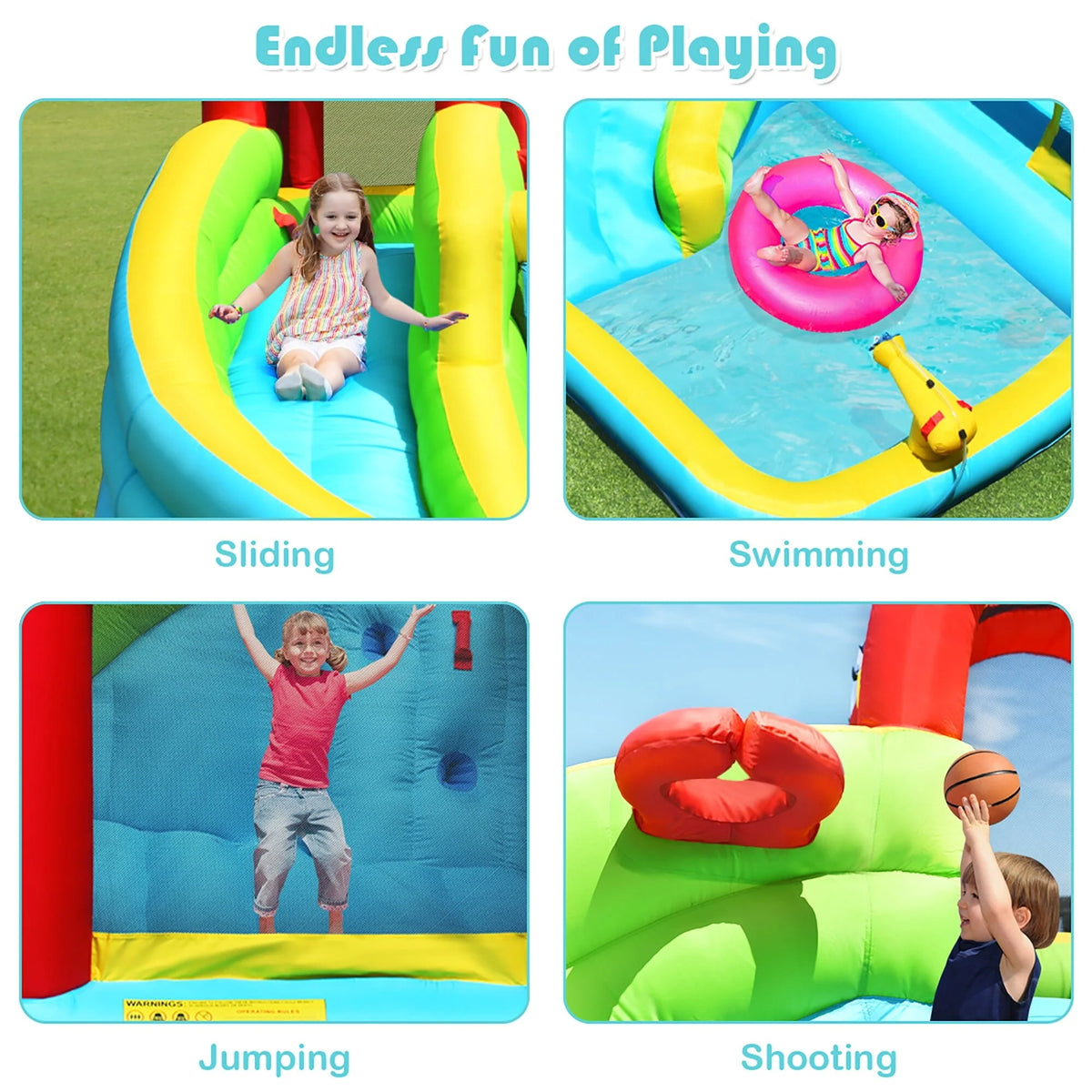 Inflatable Kids Water Slide Bounce House Splash Pool C6143