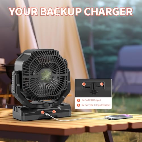 20000mAh Rechargeable Camping Fan with Light M968