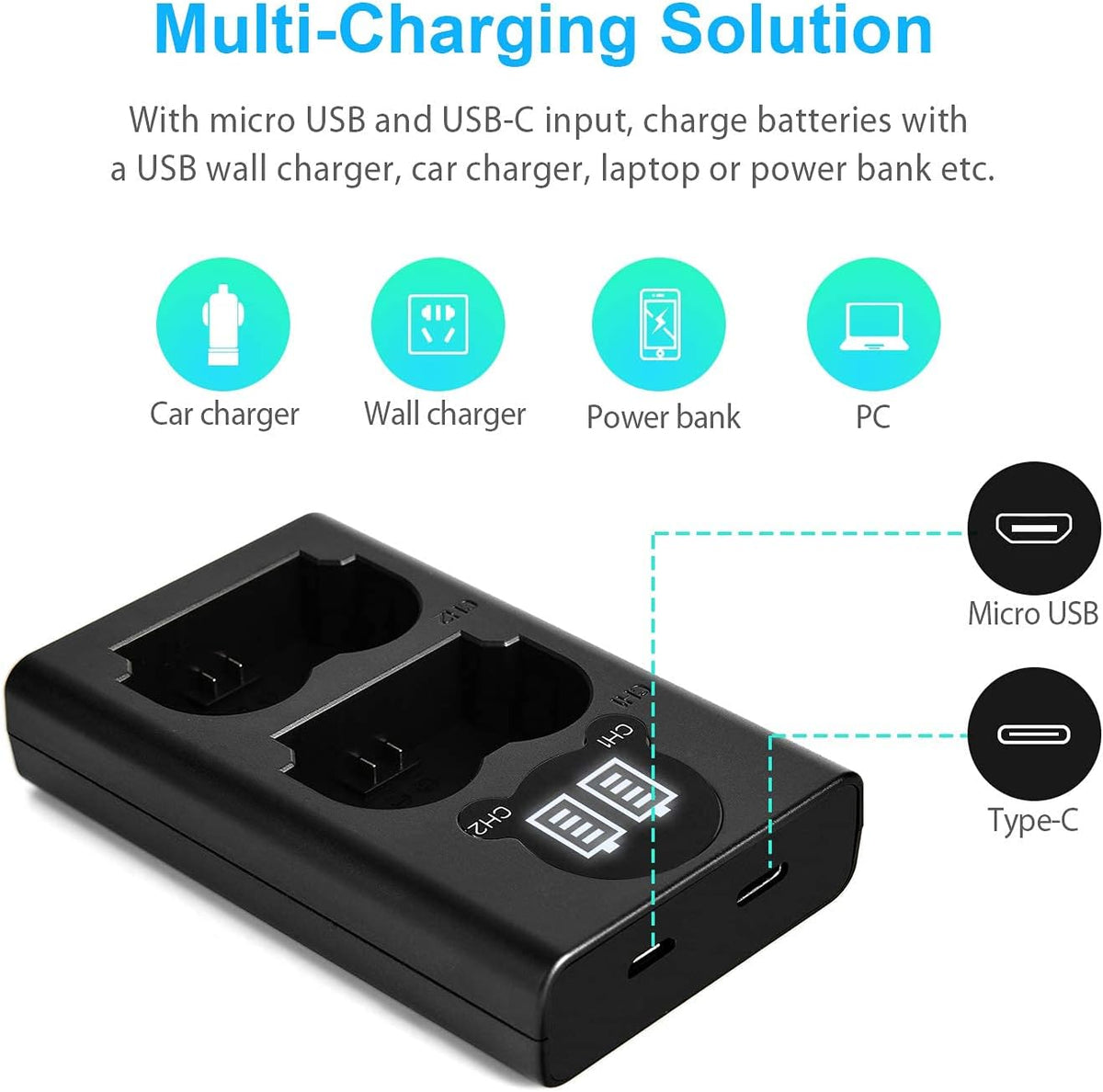 2-Pack Rechargeable Li-Ion Camera Batteries with Charger G342746