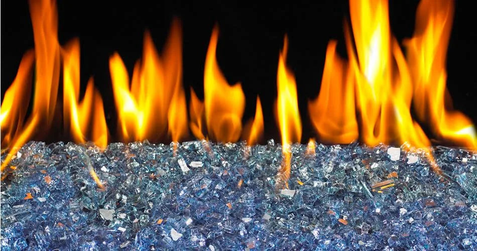 24x22 Carribean Blue Fireplace Fire Glass R9774