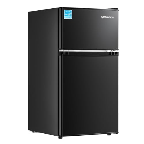 3.1 Cu.Ft Double Door Mini Fridge with Freezer, Black I815394