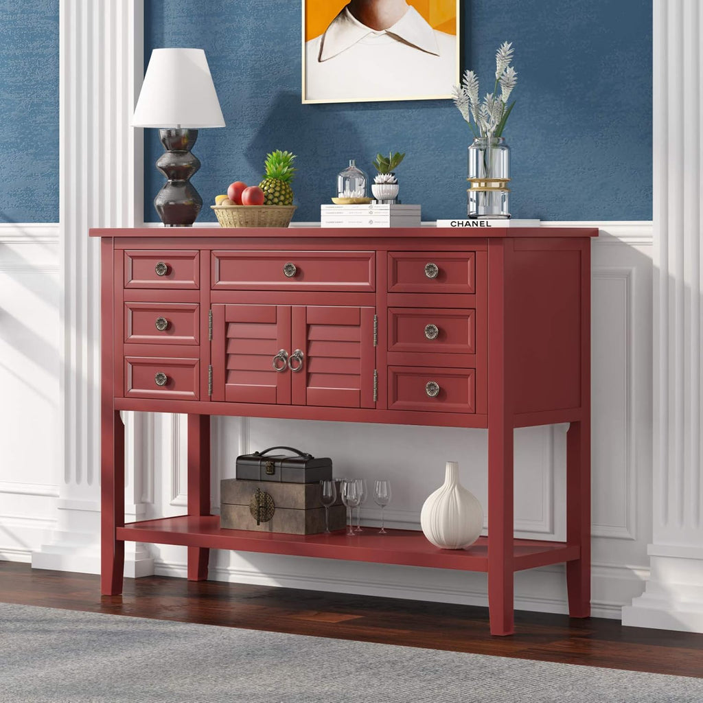 Console Table with Shutter Doors and 7 Storage Drawers Q2821