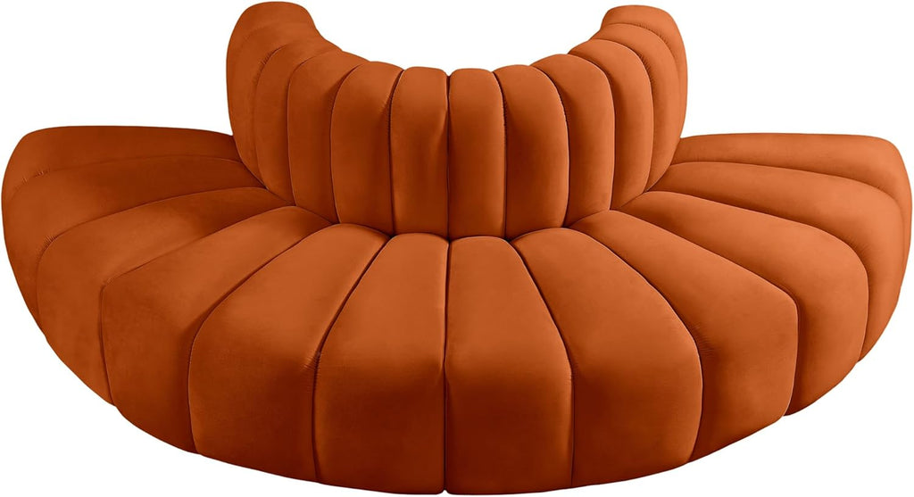 Cognac Velvet Sofa W3948