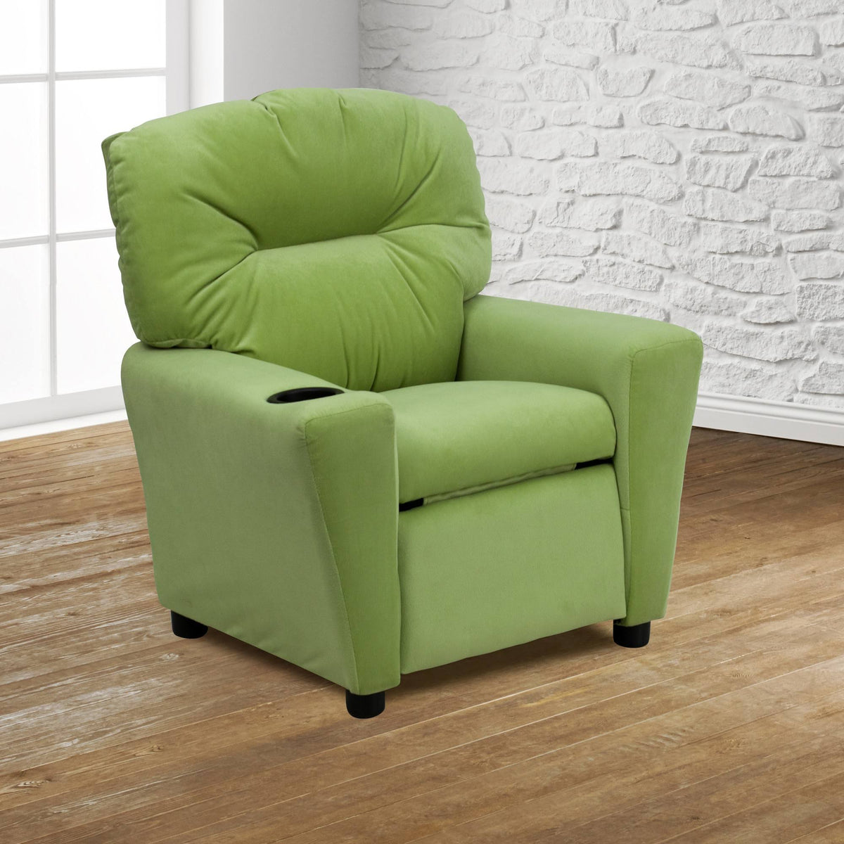 Avocado Microfiber Kids Recliner with Cup Holder X7269
