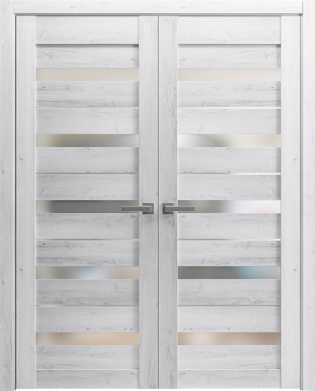 Matte Black Frosted Glass Double Barn Door 48 x 80 inches N814896