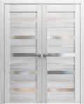 Matte Black Frosted Glass Double Barn Door 48 x 80 inches N814896