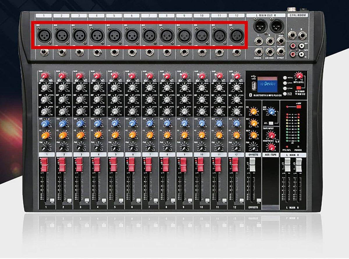 12 Channels Live Audio Mixer Bluetooth USB DJ Sound Mixing Console I439