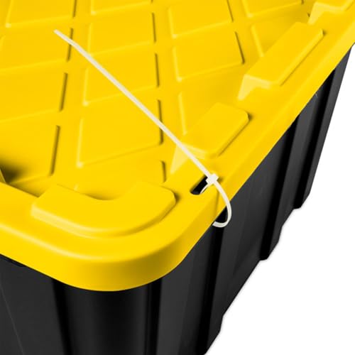 38 Gallon Black/Yellow Stackable Storage Tote with Lid, 8 Pack K913256