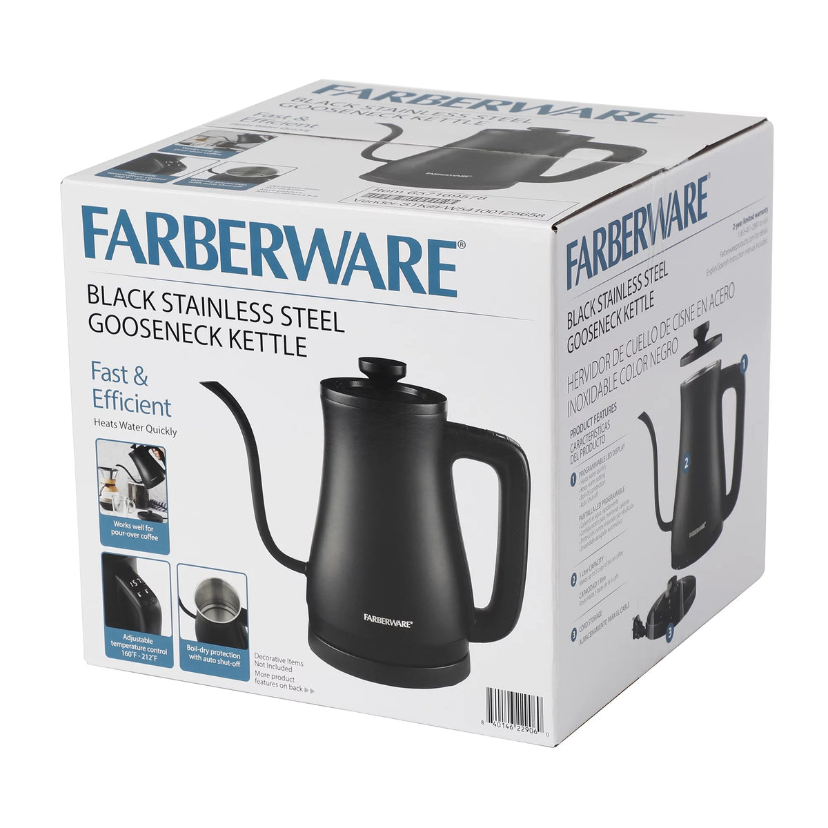 Black 1 Liter Gooseneck Electric Kettle A38231