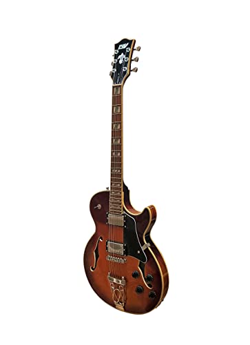 Tobacco Sunburst Jazz Solid Hollow-Body Electric Guitar W8282