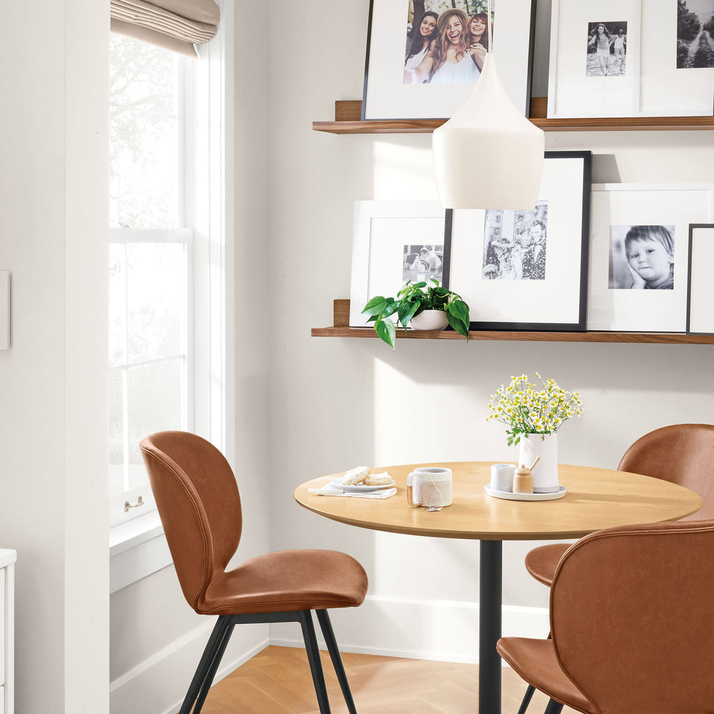 Modern Round Table with Stainless Steel Frame Base H8044