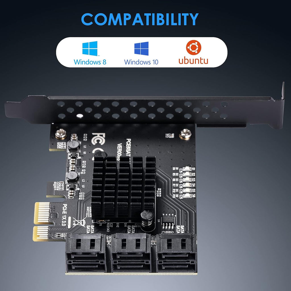 PCIe SATA Card 8 Ports with 8 SATA Cables and Low Profile Bracket Z18526