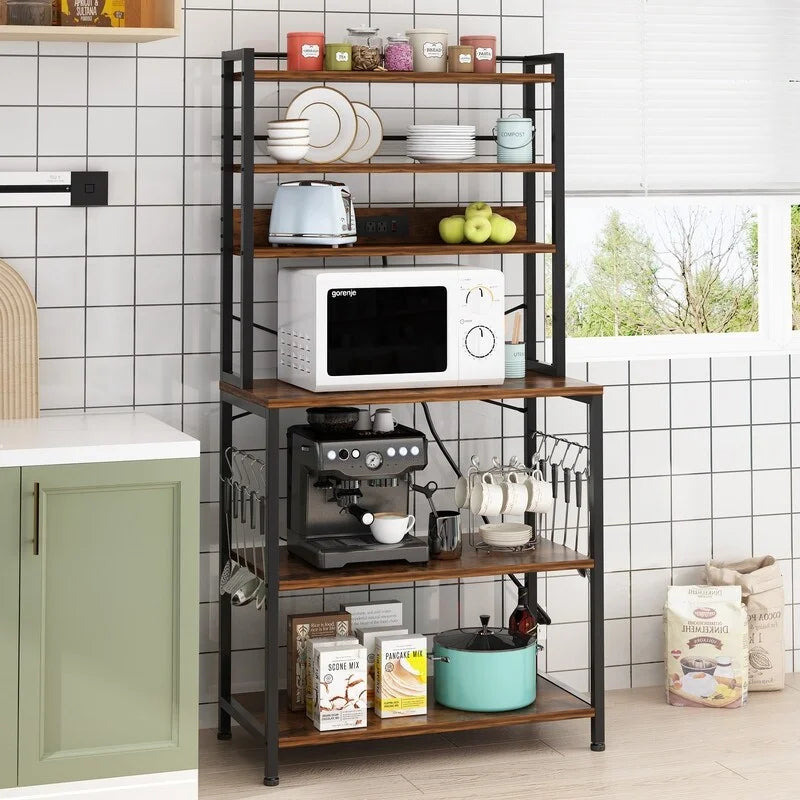 Vintage Kitchen Baker's Rack with Outlets W351