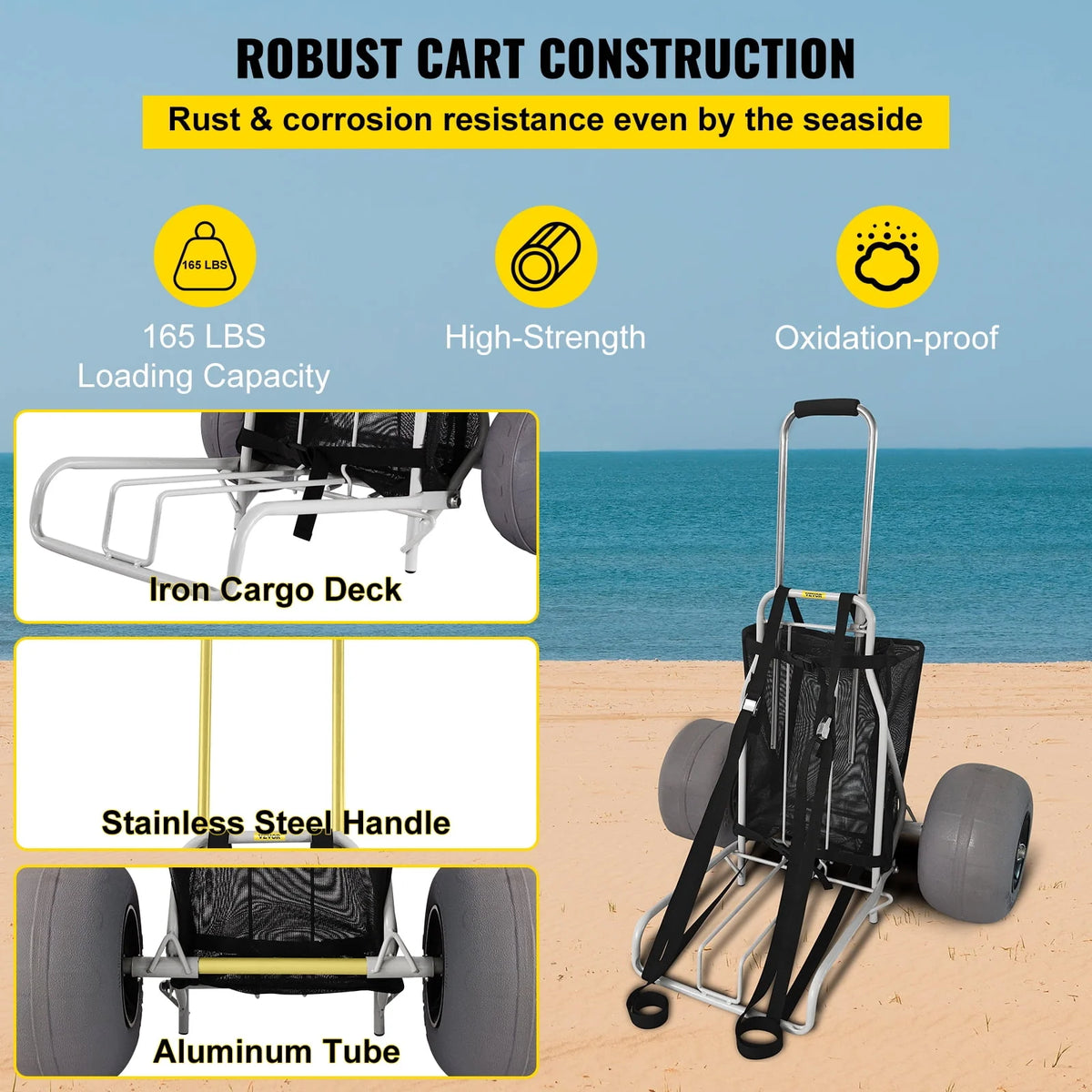 Folding Beach Cart with 12 TPU Balloon Wheels P4621