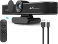 4K Webcam with Microphone and Speaker, 5X Digital Zoom, Privacy Cover, 120° Wide View Q675903