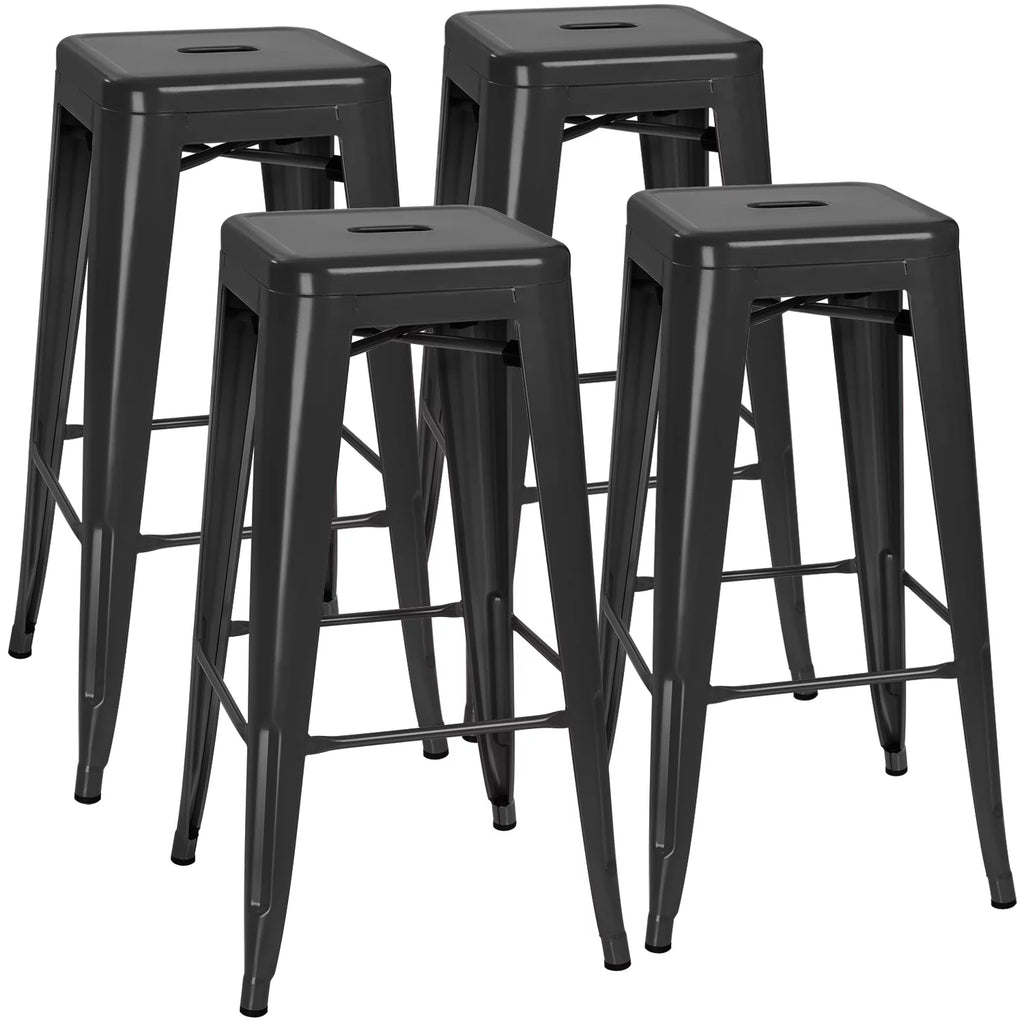 30 Inches Metal Bar Stools Set of 4 Black Q1454