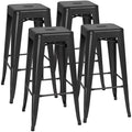 30 Inches Metal Bar Stools Set of 4 Black Q1454