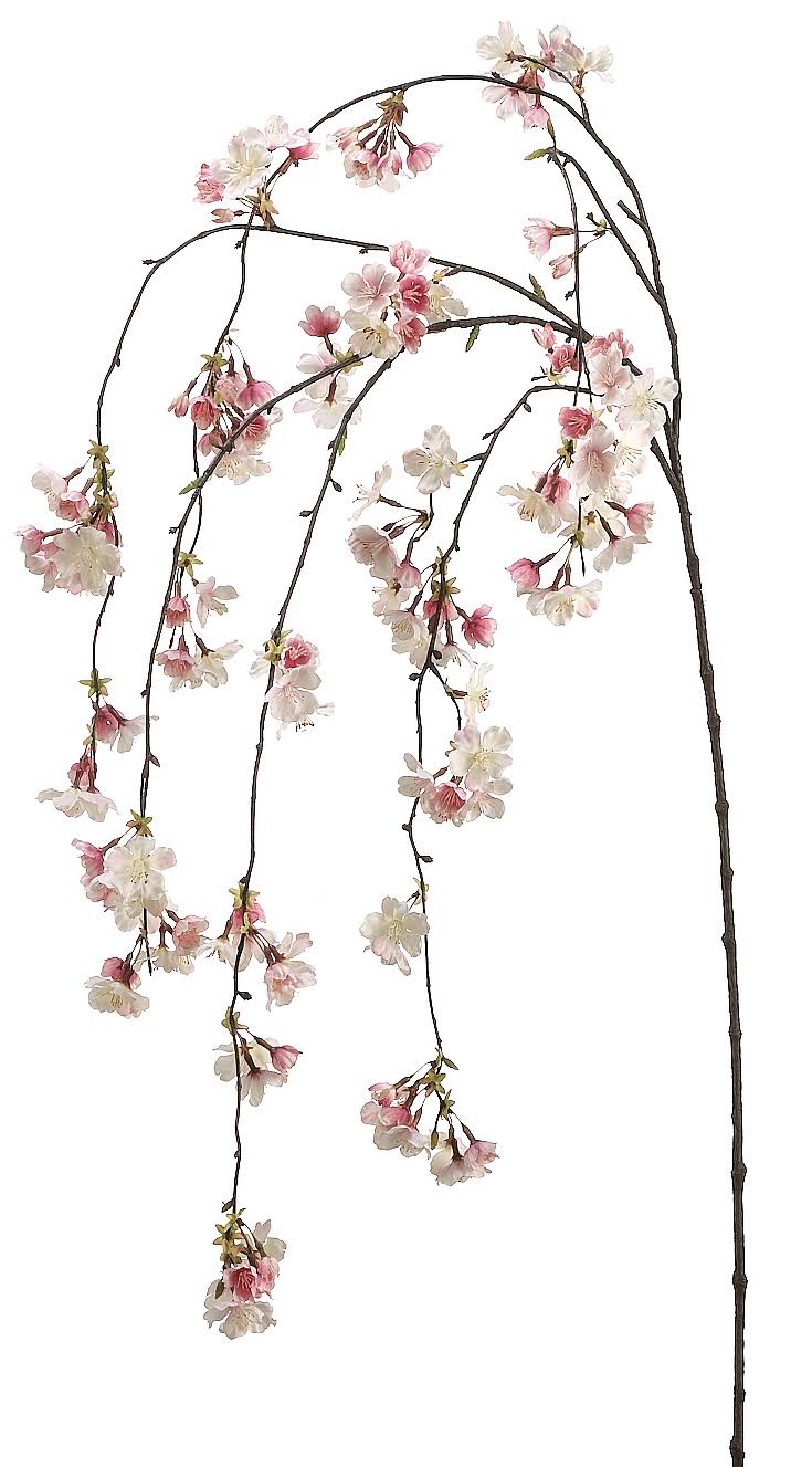 Pink Cream Silk Cherry Blossom Hanging Flower Spray (Case of 6) O37579