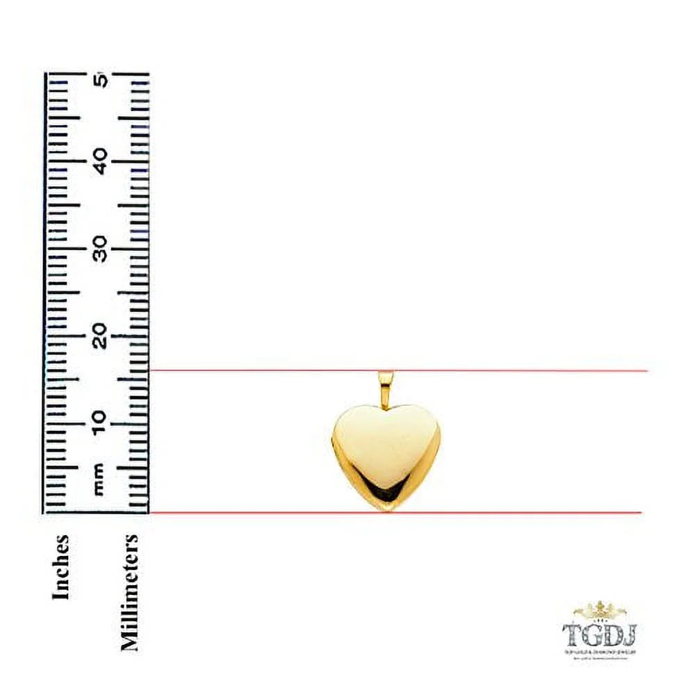 14k Yellow Gold Heart Locket Pendant with 0.8 mm Wheat Chain 16'' - 22'' R293