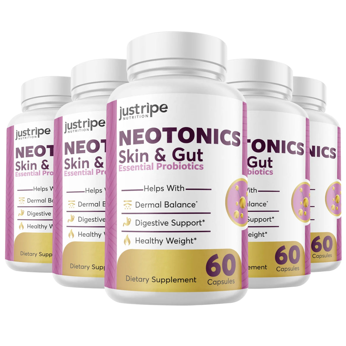 5 Pack Skin & Gut Probiotics Supplement Pills R56953