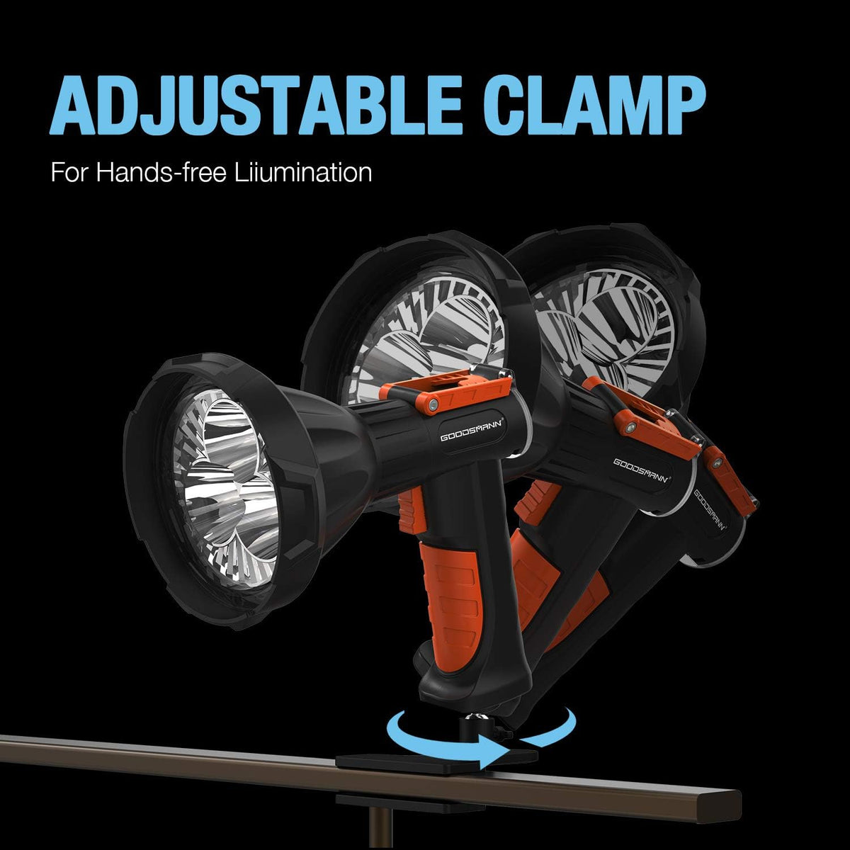 Rechargeable 4000 Lumen LED Spotlight with Detachable Red Light Filter V372