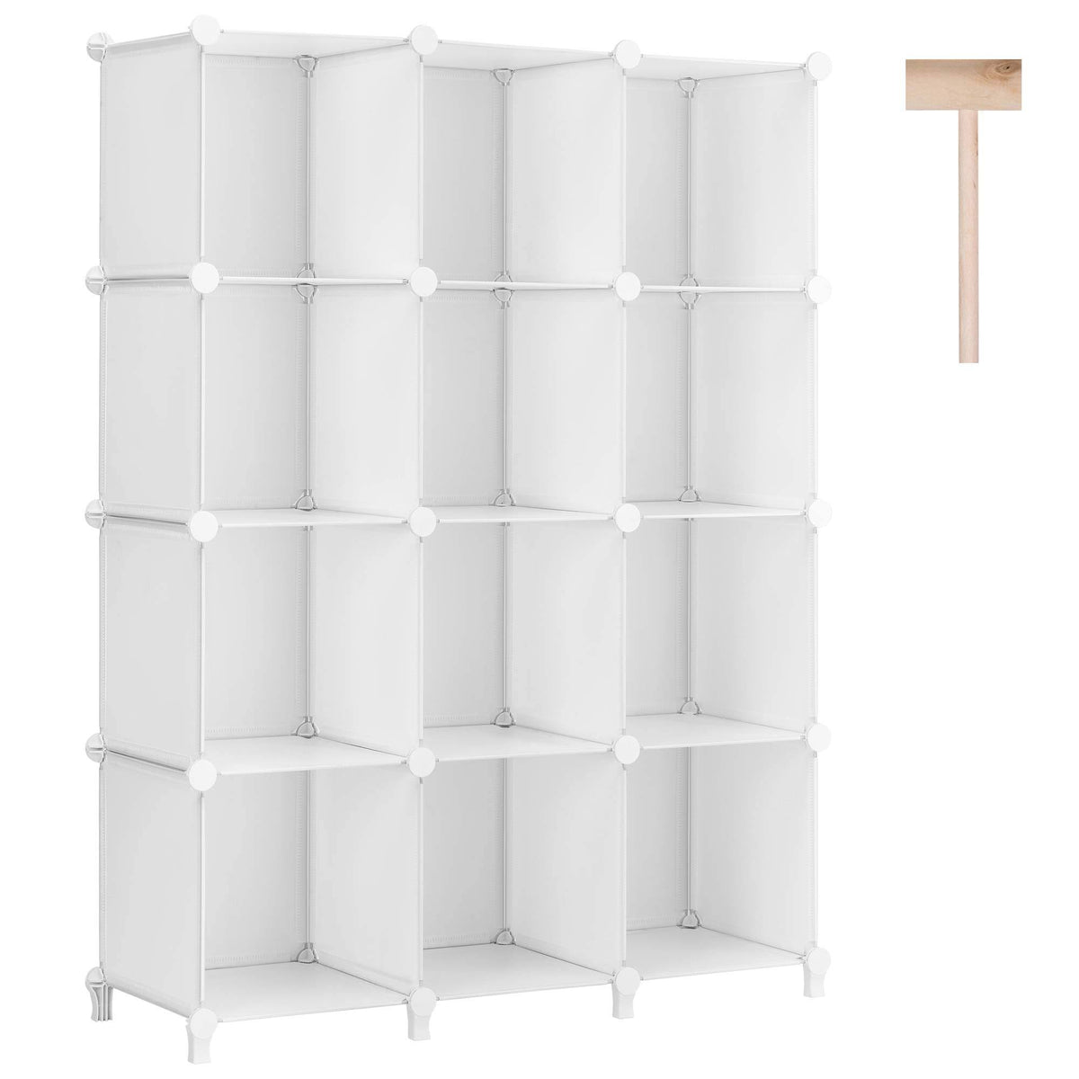 12-Cube Plastic Storage Shelves with Wooden Mallet Y267