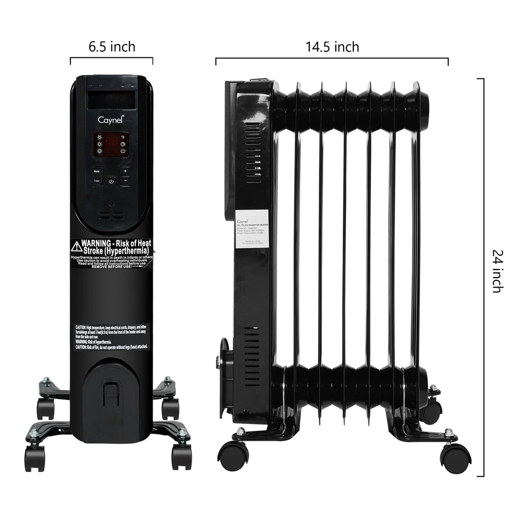 1500W Electric Oil Filled Radiator Heater with Thermostat and 24H Timer D74384