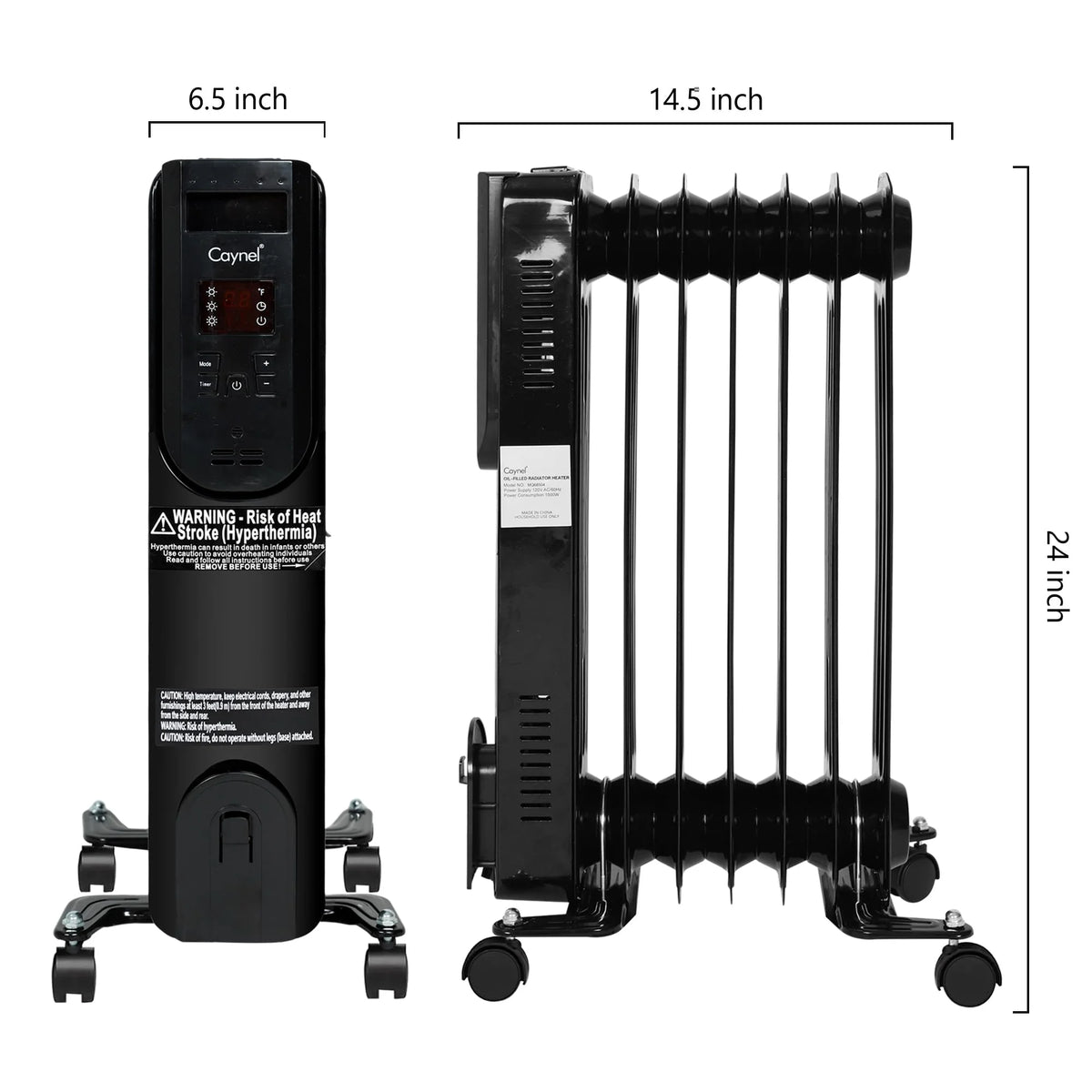 1500W Electric Oil Filled Radiator Heater with Thermostat and 24H Timer D74384