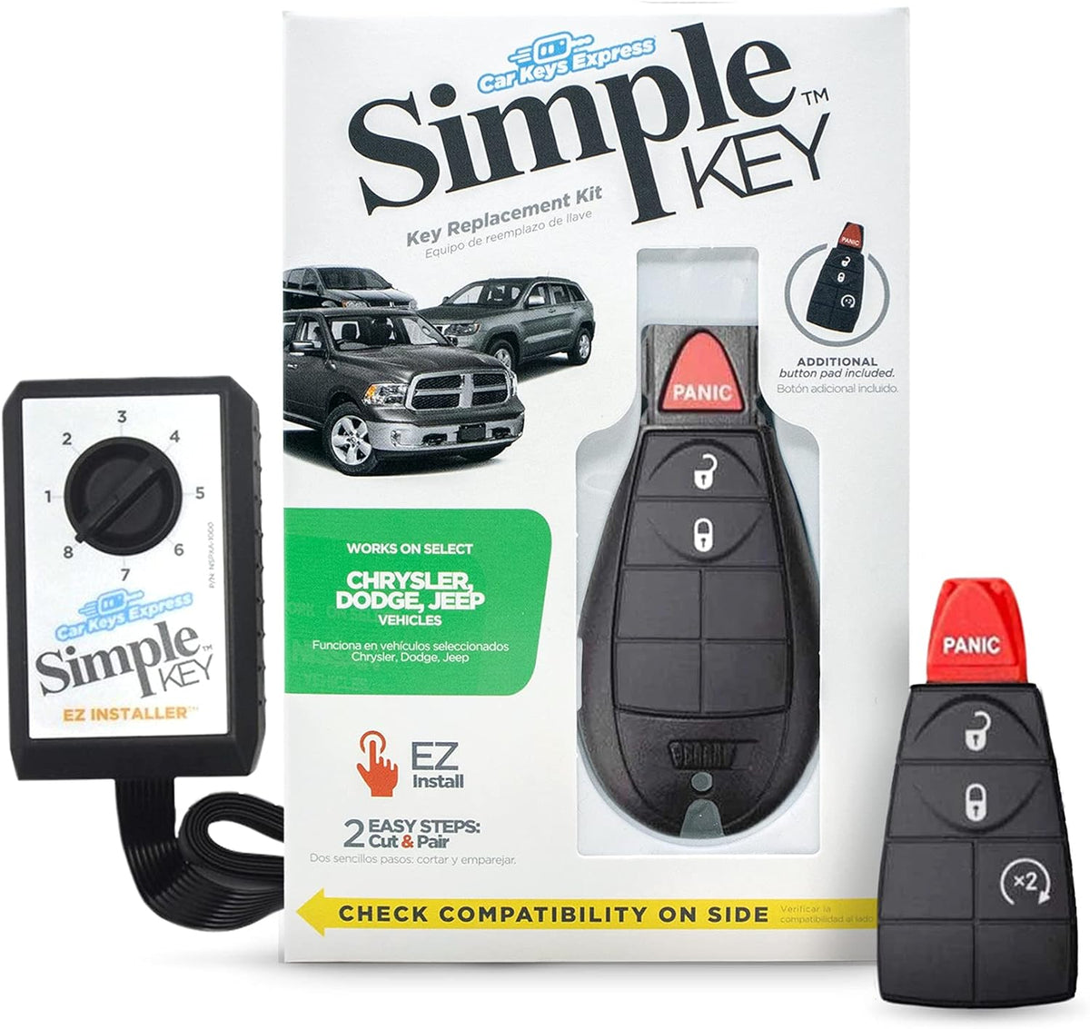 Key Fob and Key Programmer with Interchangeable 4 Button Keypads O2225
