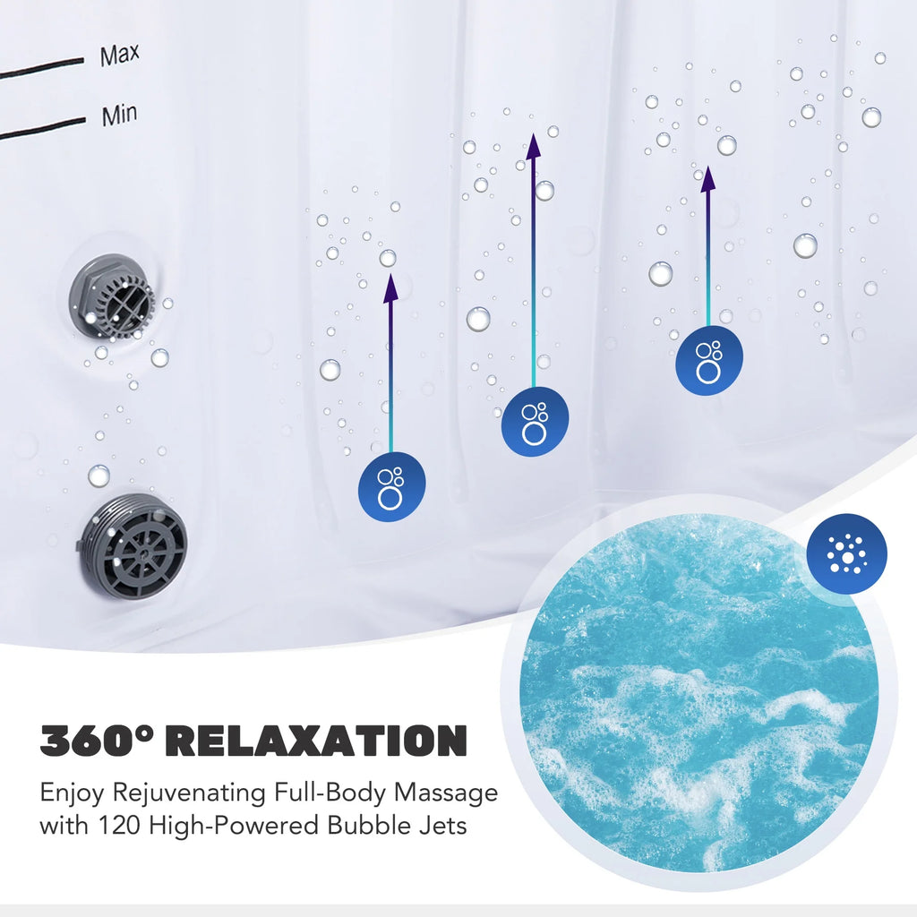 4 Person Inflatable Hot Tub Pool with Massage Jets I571627