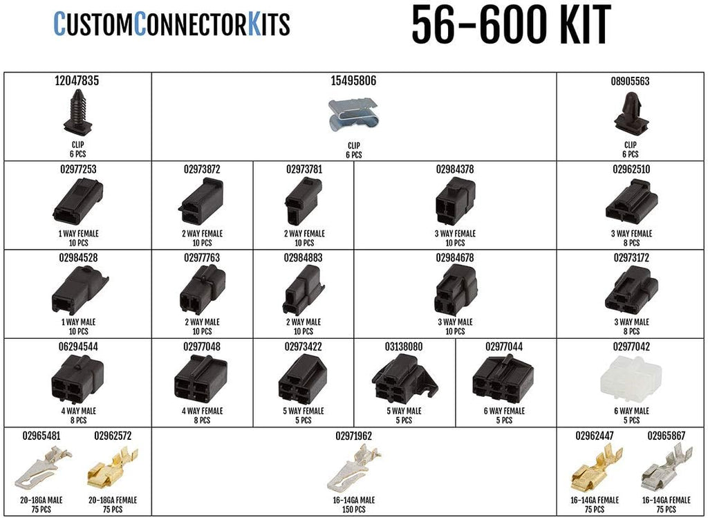 Automotive Electrical Connectors 600 Piece Kit with Crimp Tool L85926