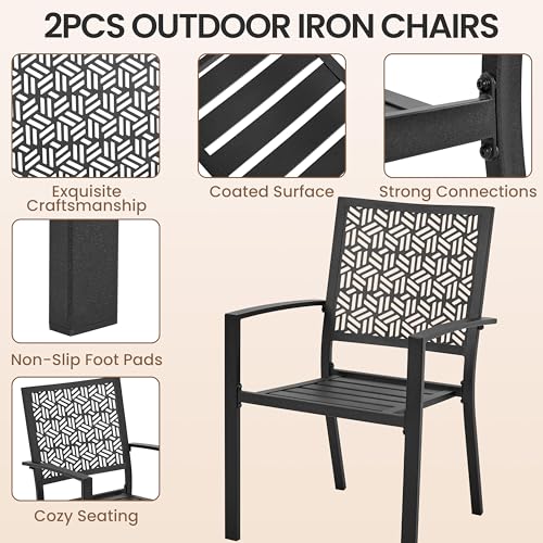 Black Stackable Metal Outdoor Dining Chairs Set of 6 K705288