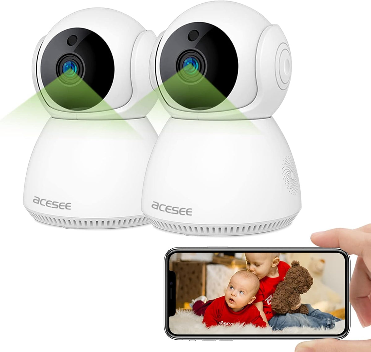 2 Pack Wireless 1080P WiFi Security Camera with 2-Way Audio Night Vision Motion Detection P6773
