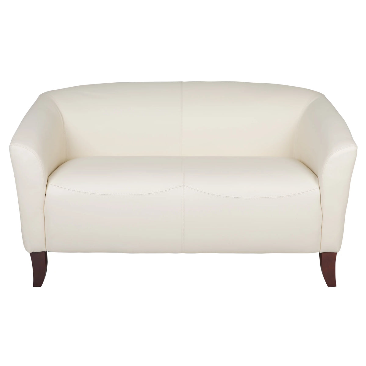 Ivory LeatherSoft Loveseat with Cherry Wood Feet K503