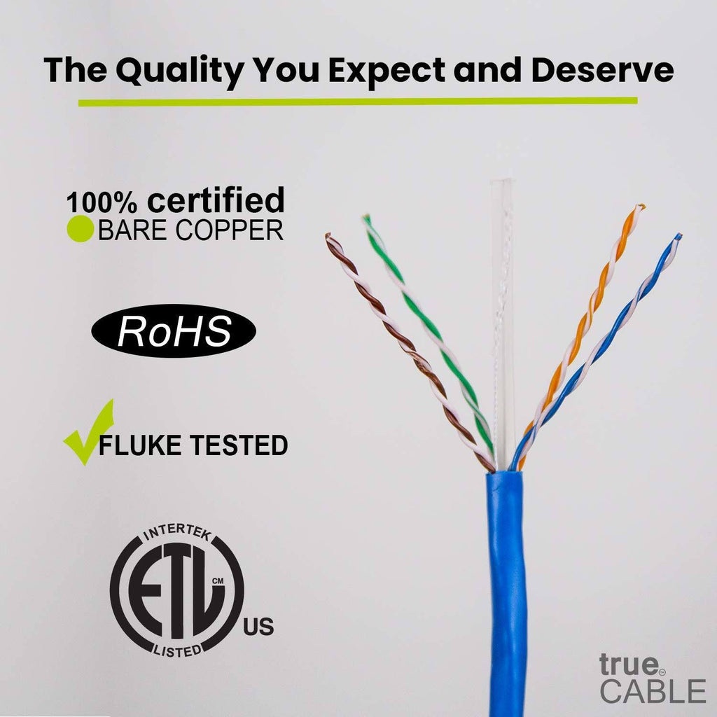 Cat6 Riser 1000ft Blue 23AWG Solid Bare Copper UTP Bulk Ethernet Cable R6673