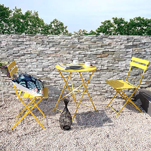 3-Piece Folding Bistro Set, 2 Chairs and 1 Table, Yellow V15586