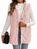 Pink Oversized Fleece Hooded Cardigan H505429