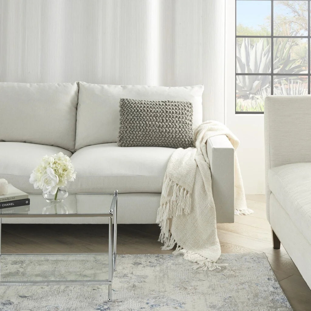 Grey Knotted Detail Lumbar Pillow H657970