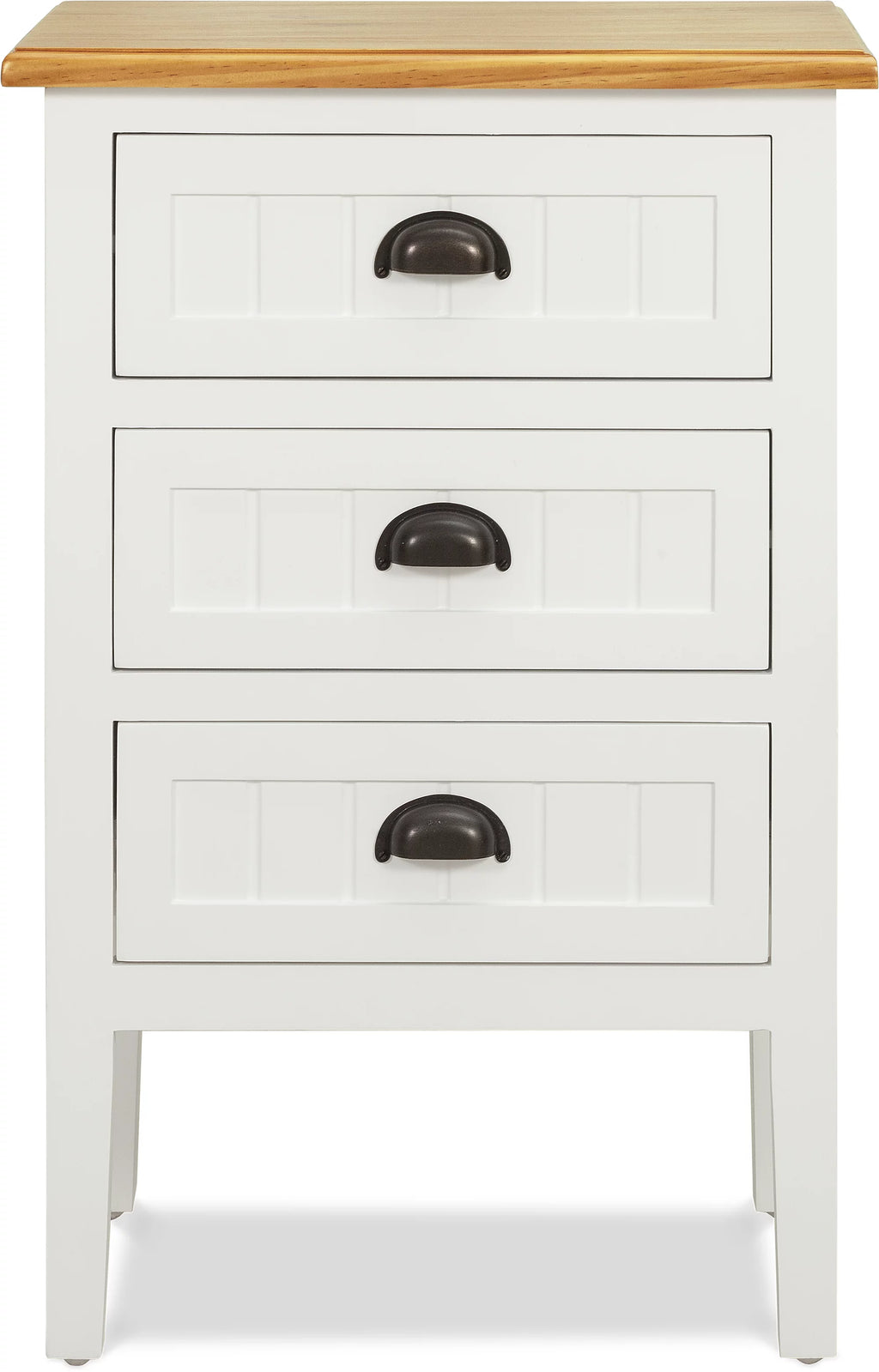 White 3 Drawer Solid Wood End Table C822