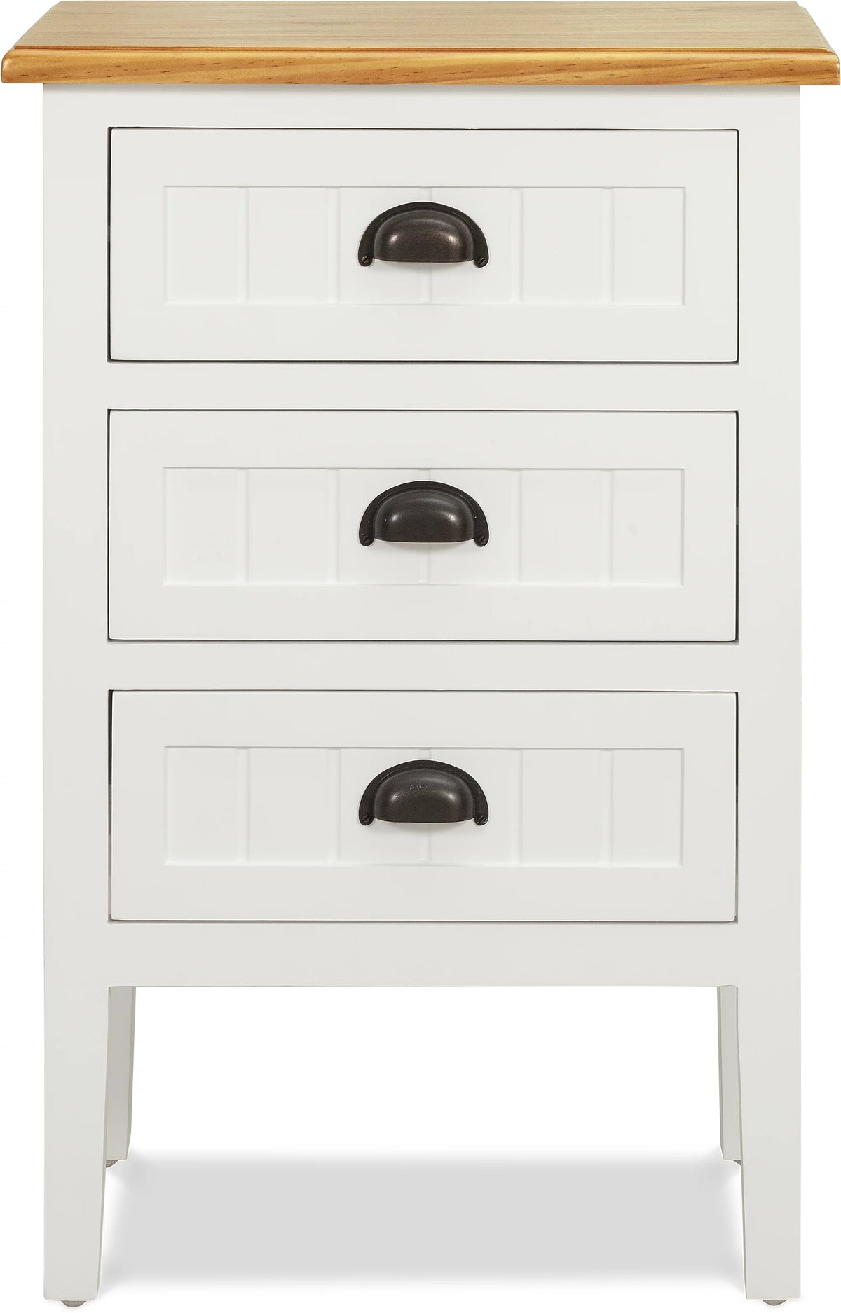 White 3 Drawer Solid Wood End Table C822