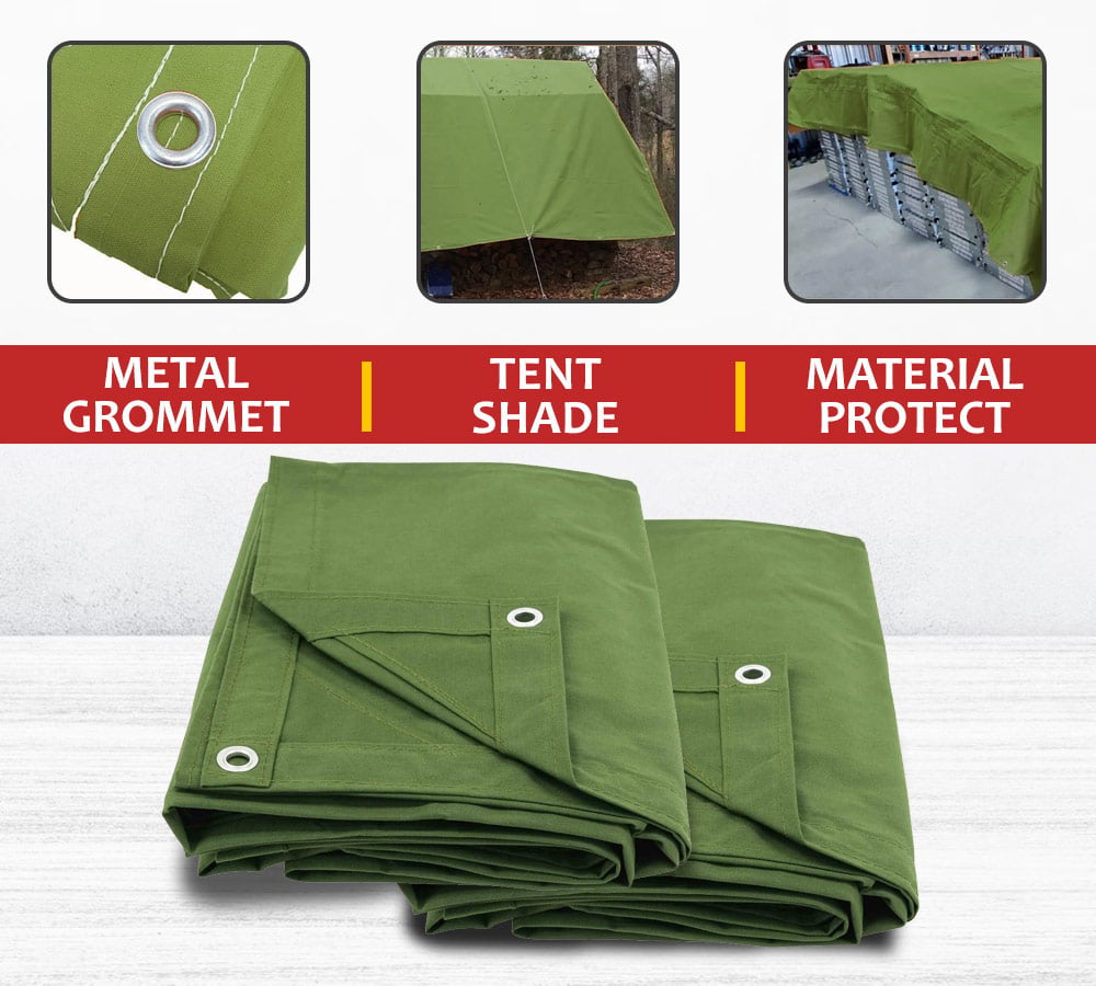 6' x 8' Green Canvas Tarp 12oz Water Resistant C2073
