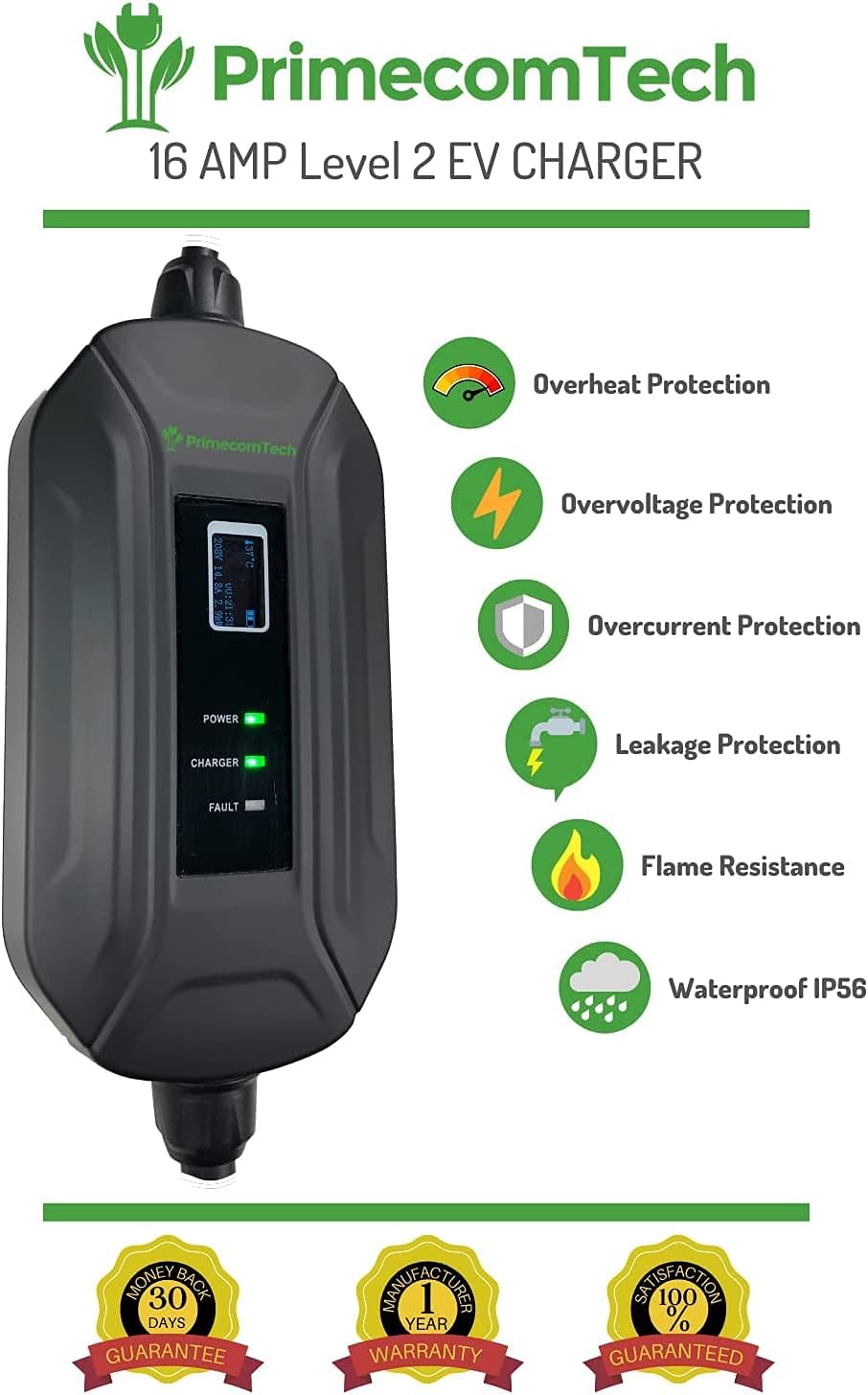 Portable Level 2 Electric Vehicle Charger, 30 Feet N6421
