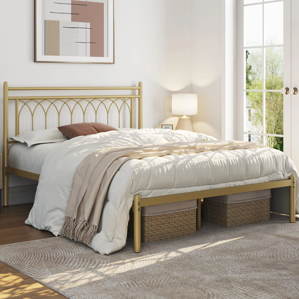 Queen Black Metal Bed Frame with Headboard Q80773