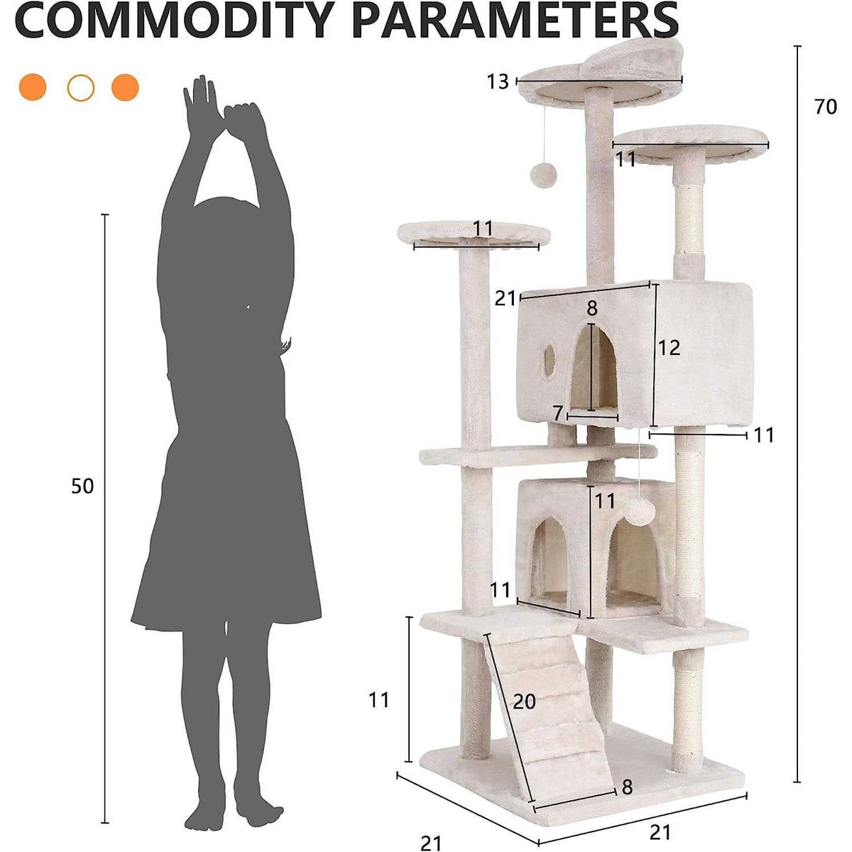 70-in Cat Tree Tower with Scratching Post L9845