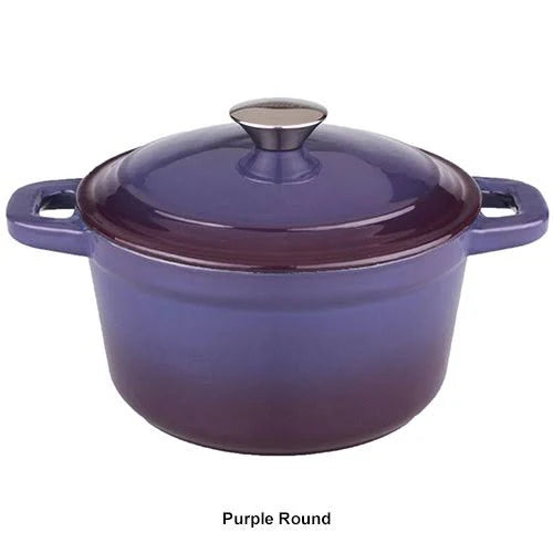 5 qt Blue Cast Iron Oval Covered Casserole Q80593